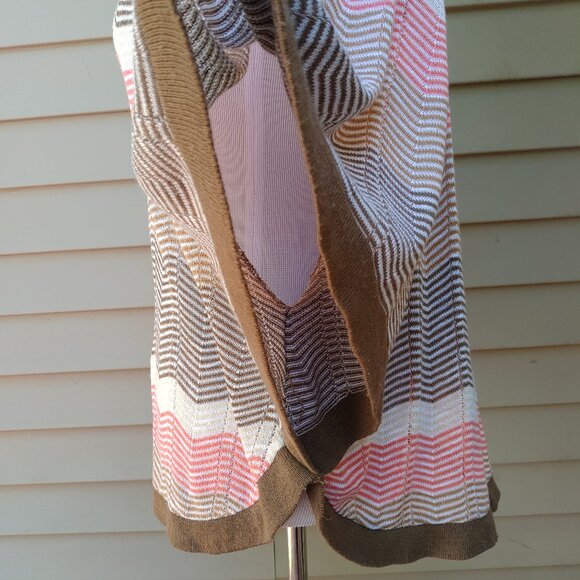 Forever 21 Multicolor Chevron Dolman Knit Blouse Brown Red Tan Open-Knit - Picture 8 of 12